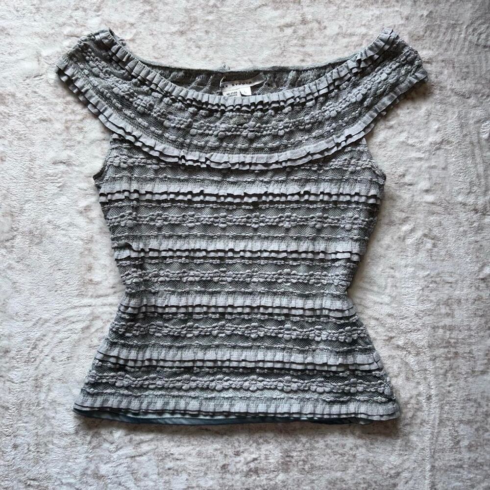 Max studio gray off the shoulder top